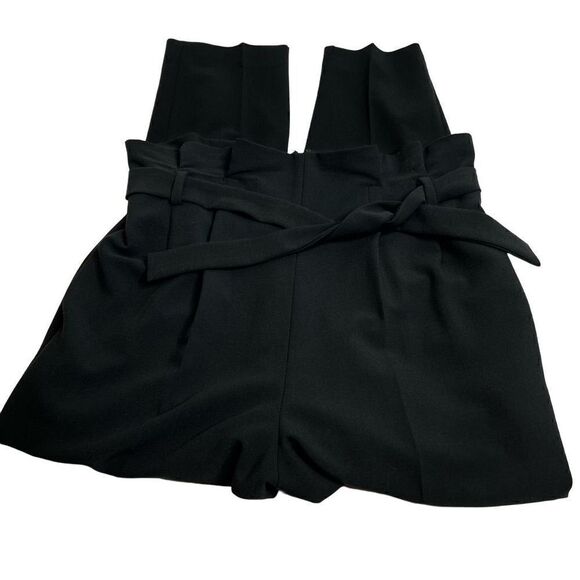 Josie Natori black core crepe paper bag waist pants size 12 - Picture 9 of 15